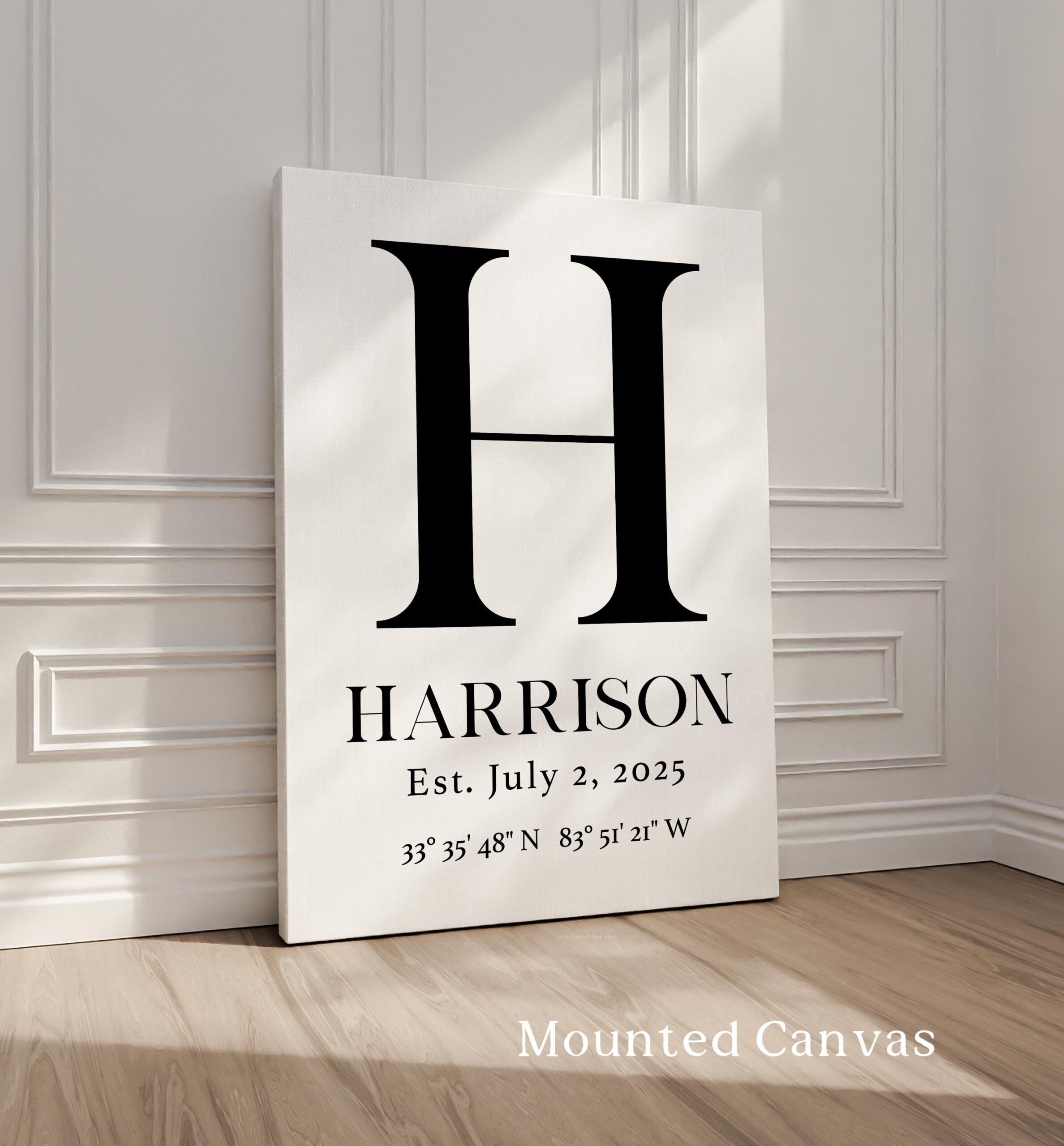 Personalized Family Monogram Sign with Name, Established Date, GPS • Typography Art Print • Great for Housewarmings, Anniversaries, Weddings - Image 2