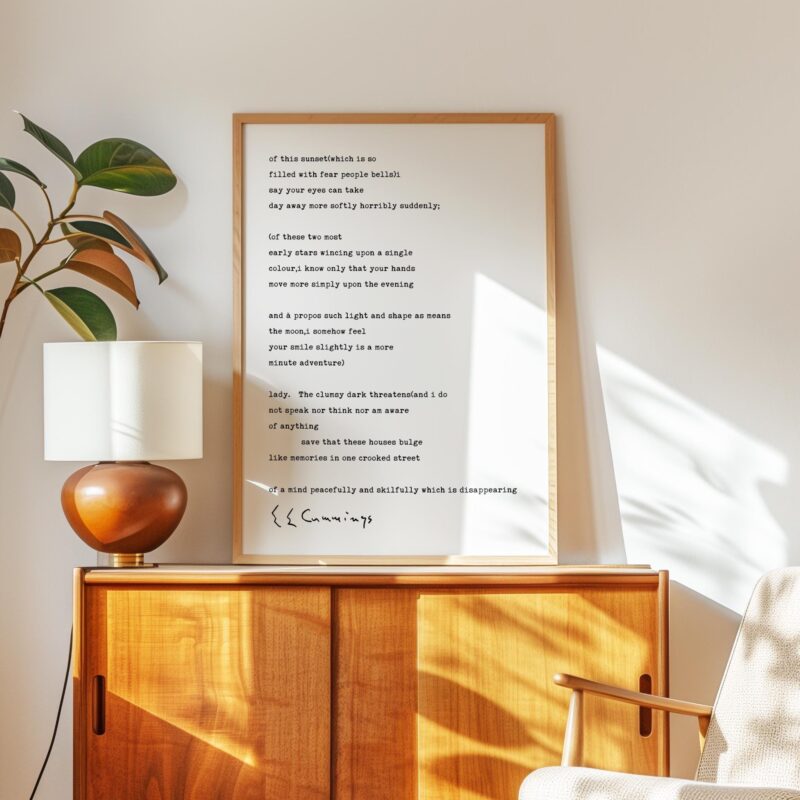 of this sunset(which is so filled with fear people bells) by E.E. Cummings Poem Typography Art Print (1925) - Image 5