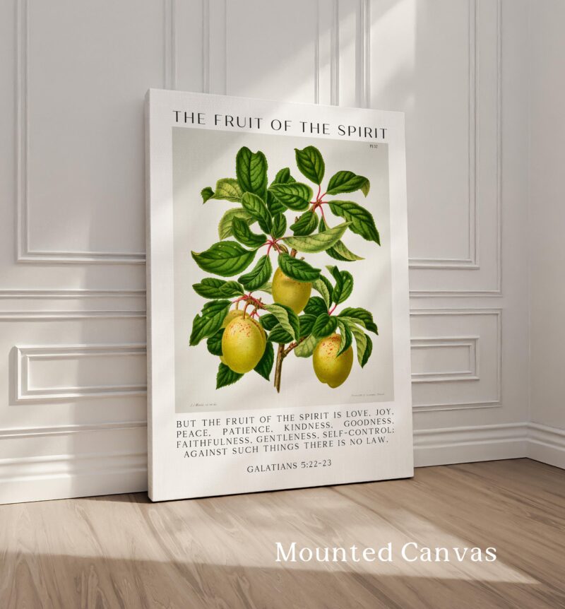 Fruit of the Spirit Typography Wall Art – Galatians 5:22–23 Scripture Print – Christian Botanical Plum Illustration Home Décor - Image 2