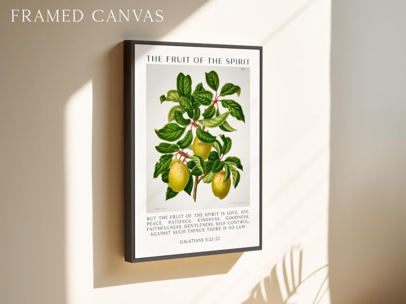 Fruit of the Spirit Typography Wall Art – Galatians 5:22–23 Scripture Print – Christian Botanical Plum Illustration Home Décor - Image 3