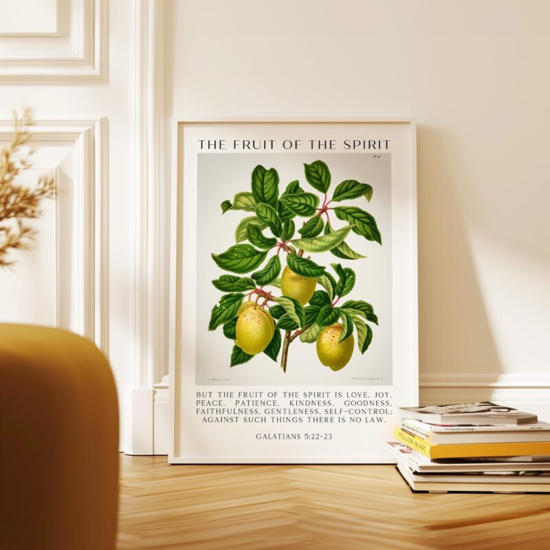 Fruit of the Spirit Typography Wall Art – Galatians 5:22–23 Scripture Print – Christian Botanical Plum Illustration Home Décor - Image 7
