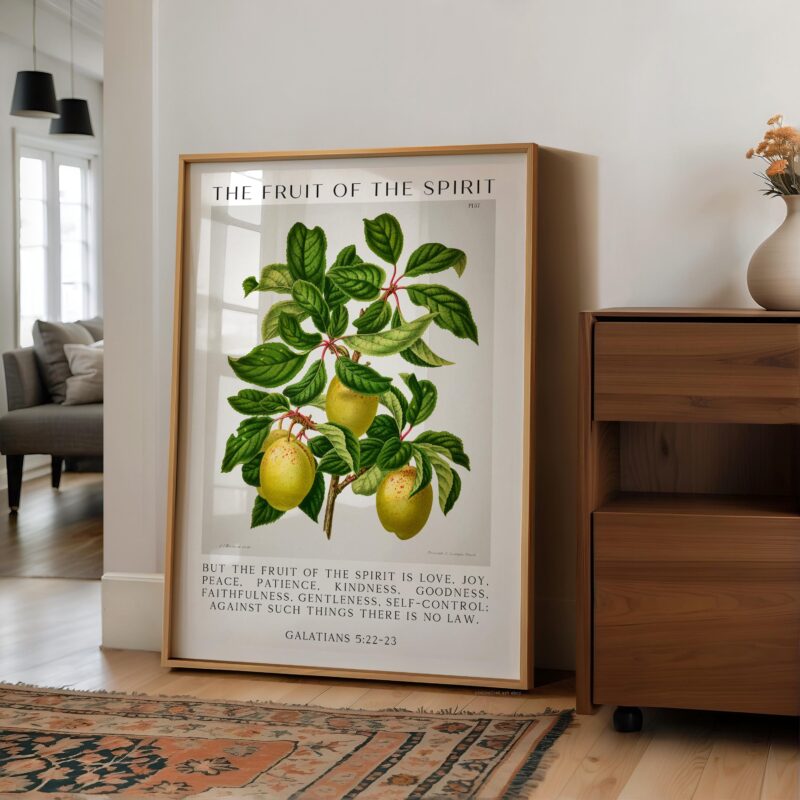 Fruit of the Spirit Typography Wall Art – Galatians 5:22–23 Scripture Print – Christian Botanical Plum Illustration Home Décor - Image 8