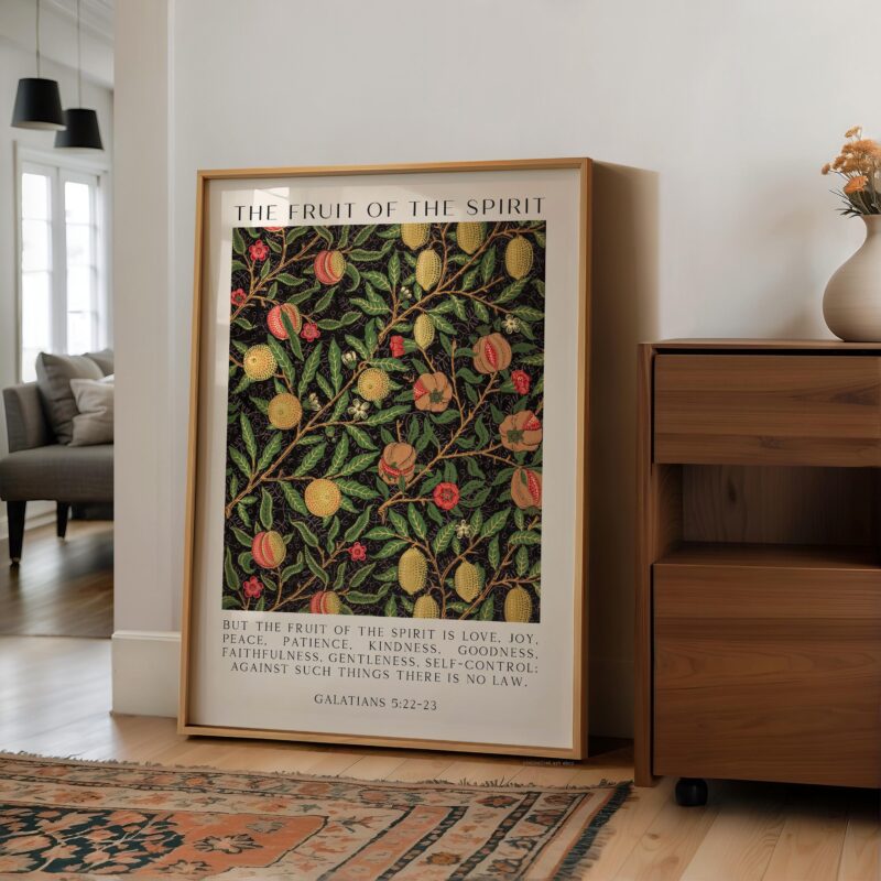 Fruit of the Spirit •  But the fruit of the Spirit is love, joy, peace, patience, kindness • Galatians 5:22-23 • Typography Art Print