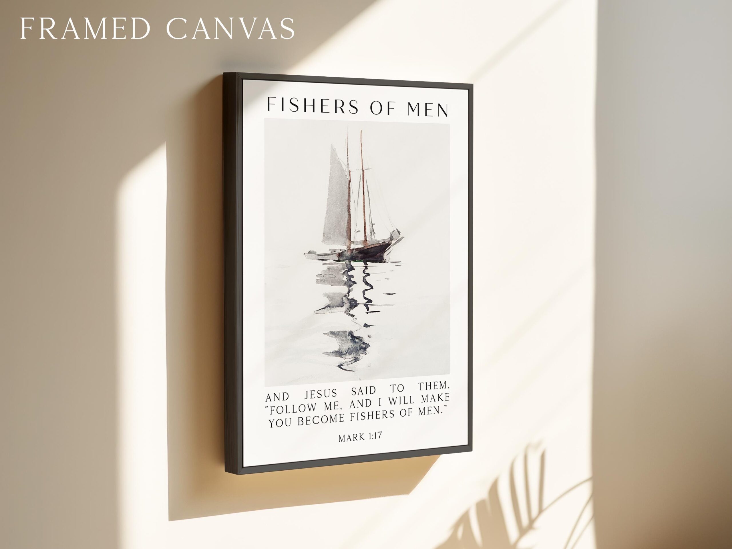 Fishers of Men Wall Art – Mark 1:17 Scripture Print – Christian Nautical Typography Artwork for Home & Church Décor - Image 3