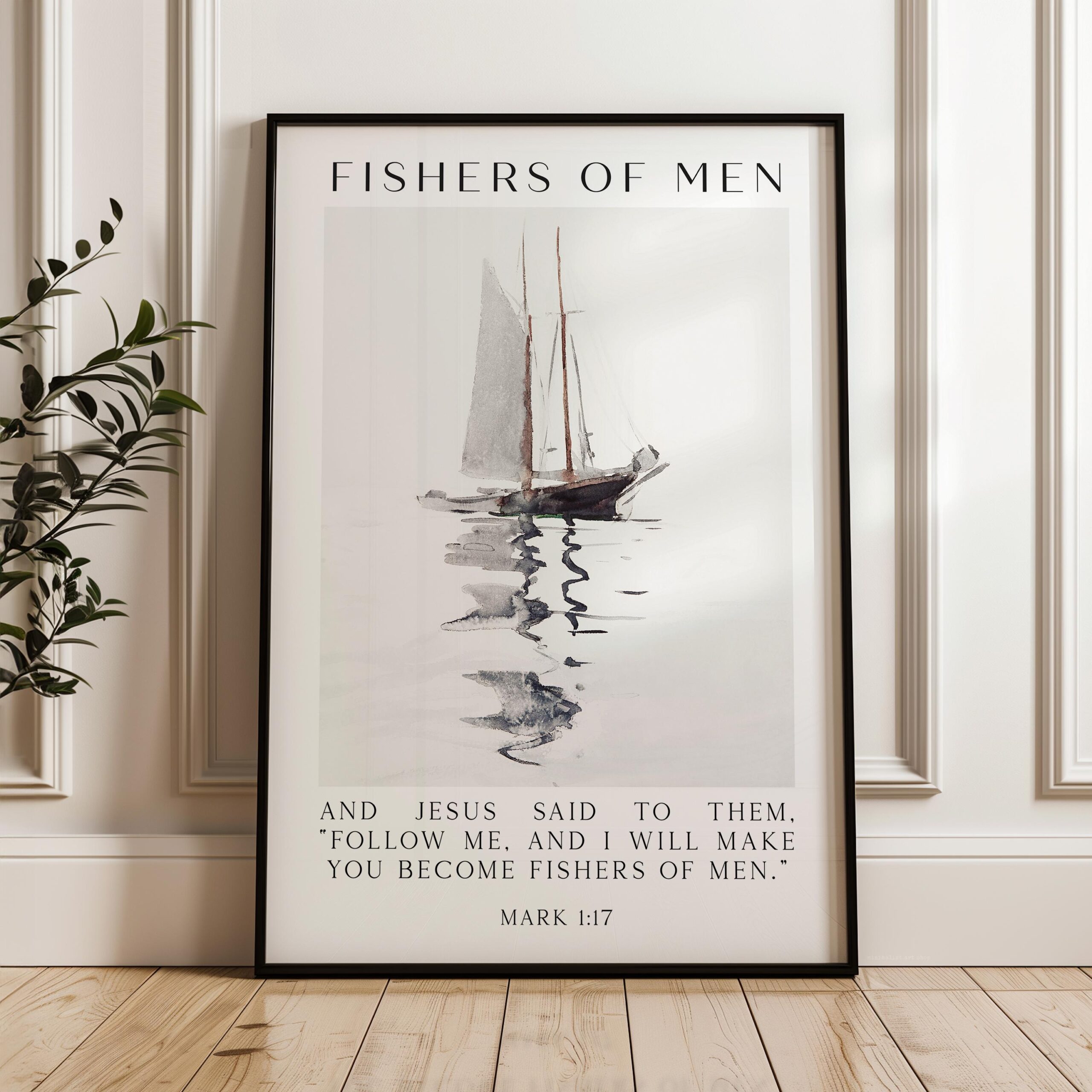 Fishers of Men Wall Art – Mark 1:17 Scripture Print – Christian Nautical Typography Artwork for Home & Church Décor - Image 6