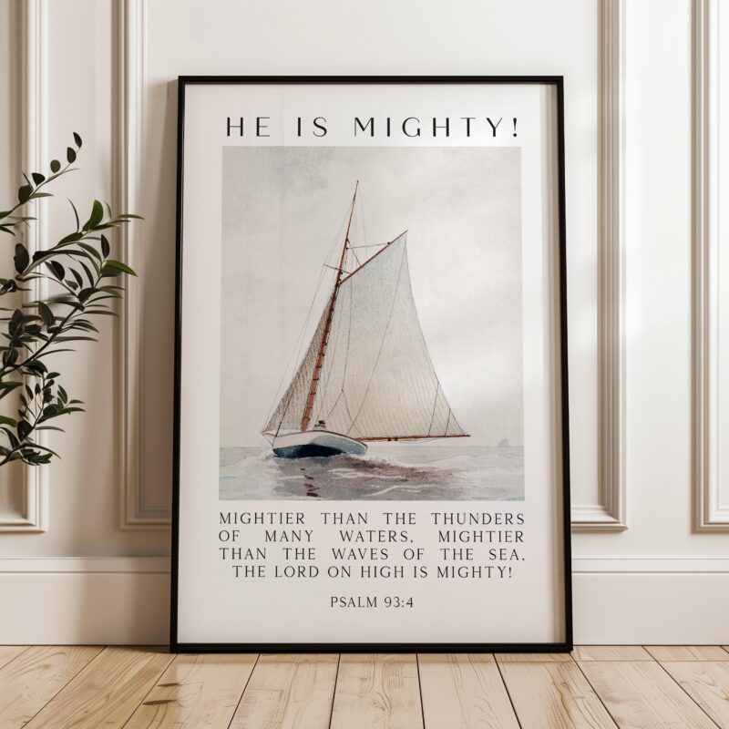 Psalm 93:4 Wall Art – He Is Mighty Scripture Print – Christian Nautical Typography Artwork for Home & Church Décor - Image 7