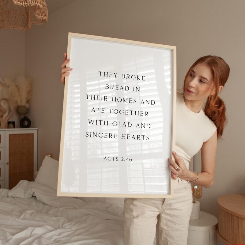 Acts 2:46 – They Broke Bread in Their Homes Print –  Biblical Wall Art Typography Christian Home & Kitchen Décor - Image 8