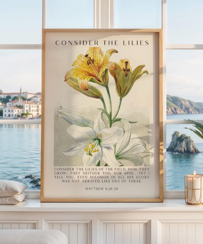 Consider the Lilies - Scripture Wall Art - Matthew 6 28–29 Verse