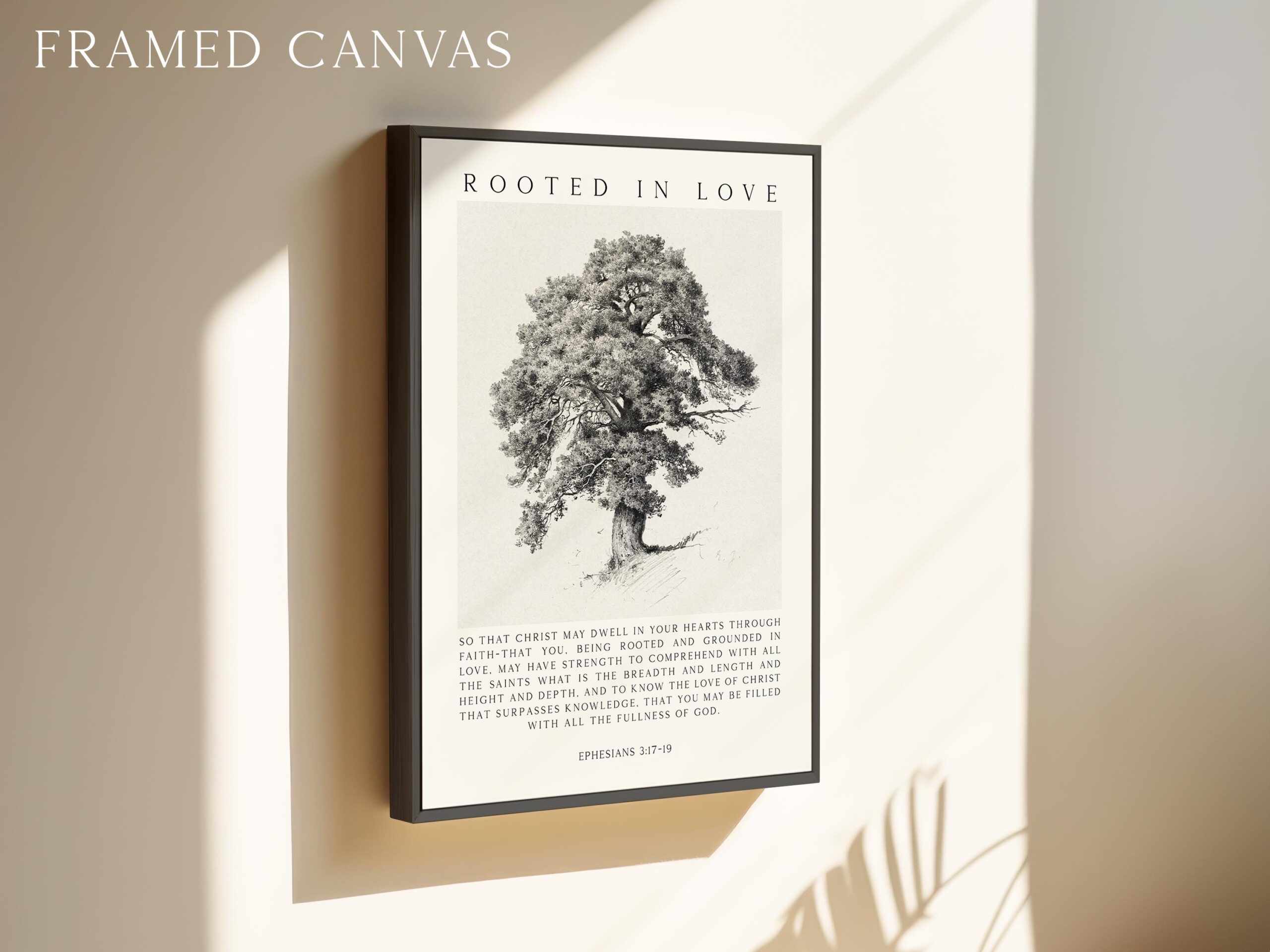 Rooted in Love Scripture Print – Ephesians 3:17-19 Christian Wall Art with Tree Illustration - Image 4