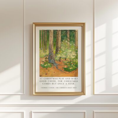 Vintage Art Print – “At Christmas Play and Make Good Cheer” – 1898 Wenckebach Forest Painting