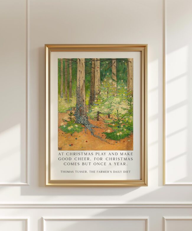 Vintage Art Print – “At Christmas Play and Make Good Cheer” – 1898 Wenckebach Forest Painting