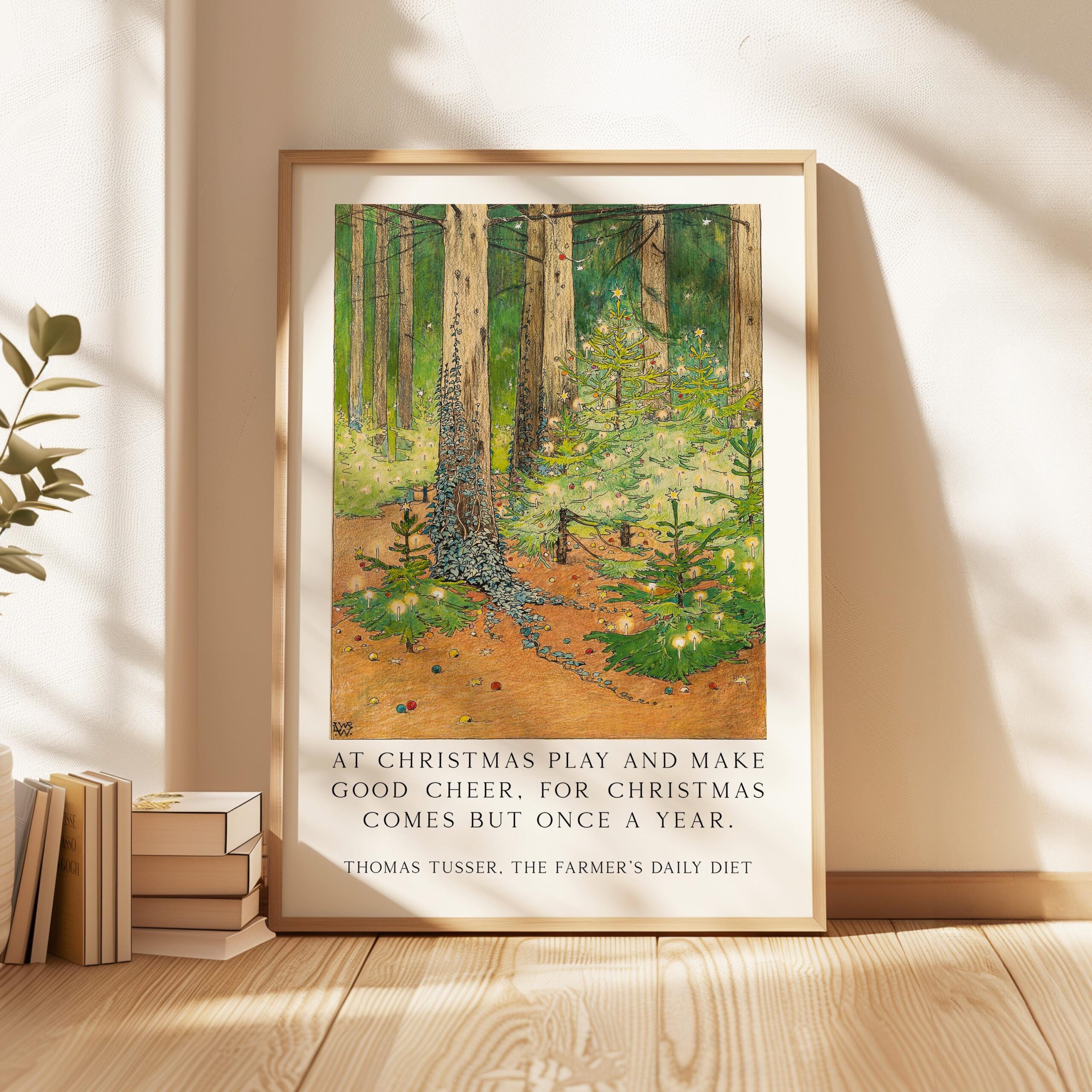 Vintage Art Print – “At Christmas Play and Make Good Cheer” – 1898 Wenckebach Forest Painting - Image 7