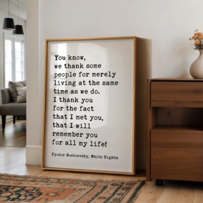 Fyodor Dostoevsky Wall Art • White Nights Quote • Typography Print • Literature