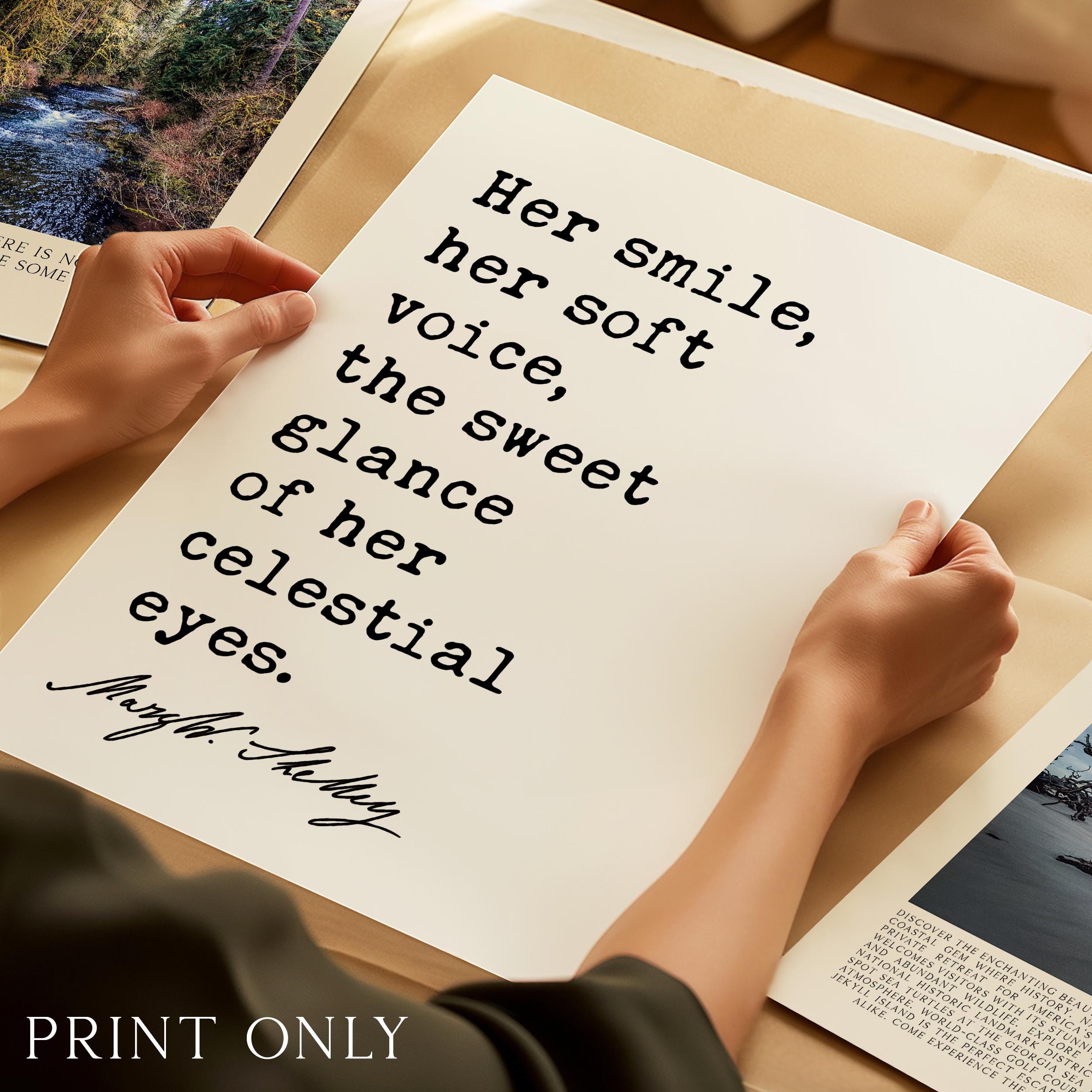 Her Smile Her Soft Voice Art Print, Mary Shelley Frankenstein Quote, Romantic Decor - Image 4