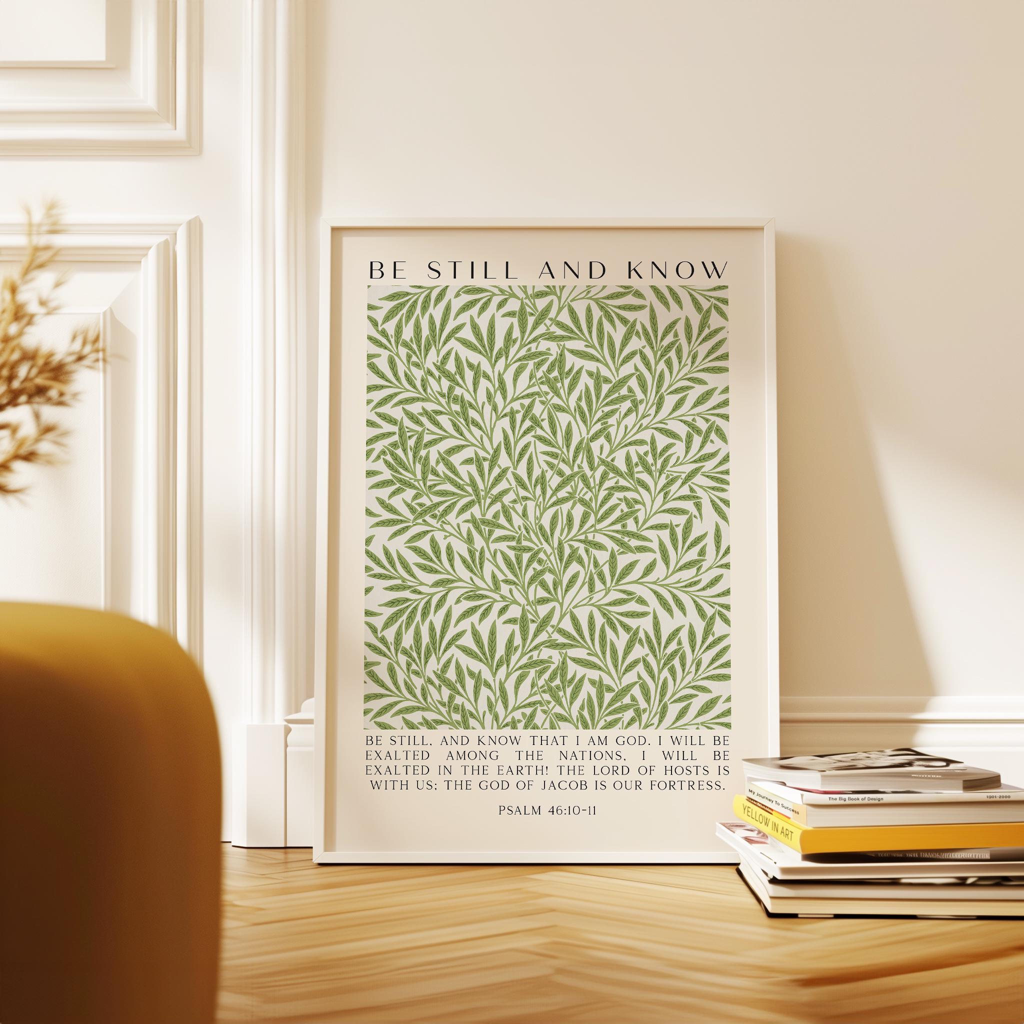 Be Still and Know Art Print • William Morris Willow Design • Psalm 46 Bible Verse - Image 6