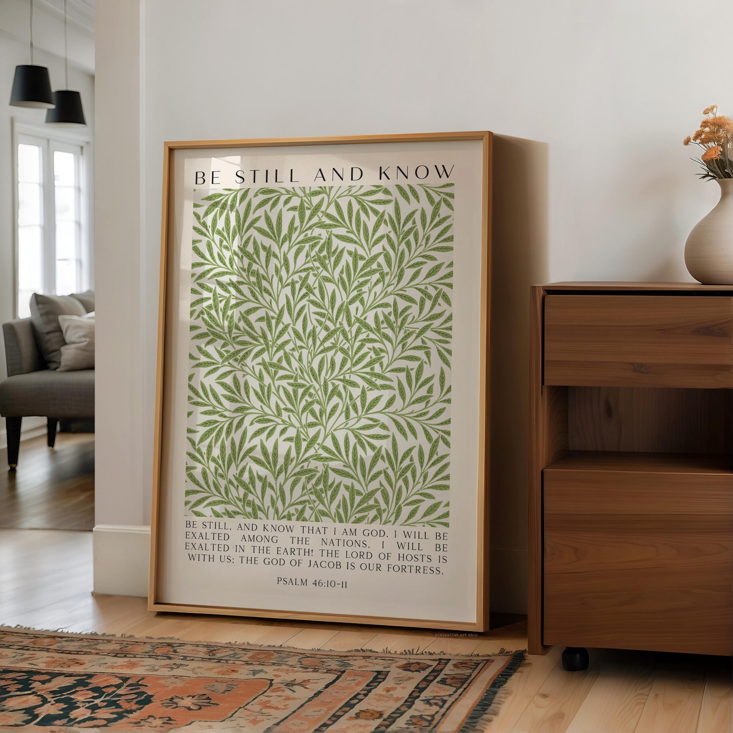 Be Still and Know Art Print • William Morris Willow Design • Psalm 46 Bible Verse - Image 9