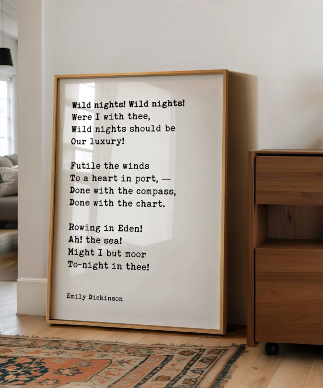 Wild Nights! Wild Nights! • Emily Dickinson Poem • Typography Art Print