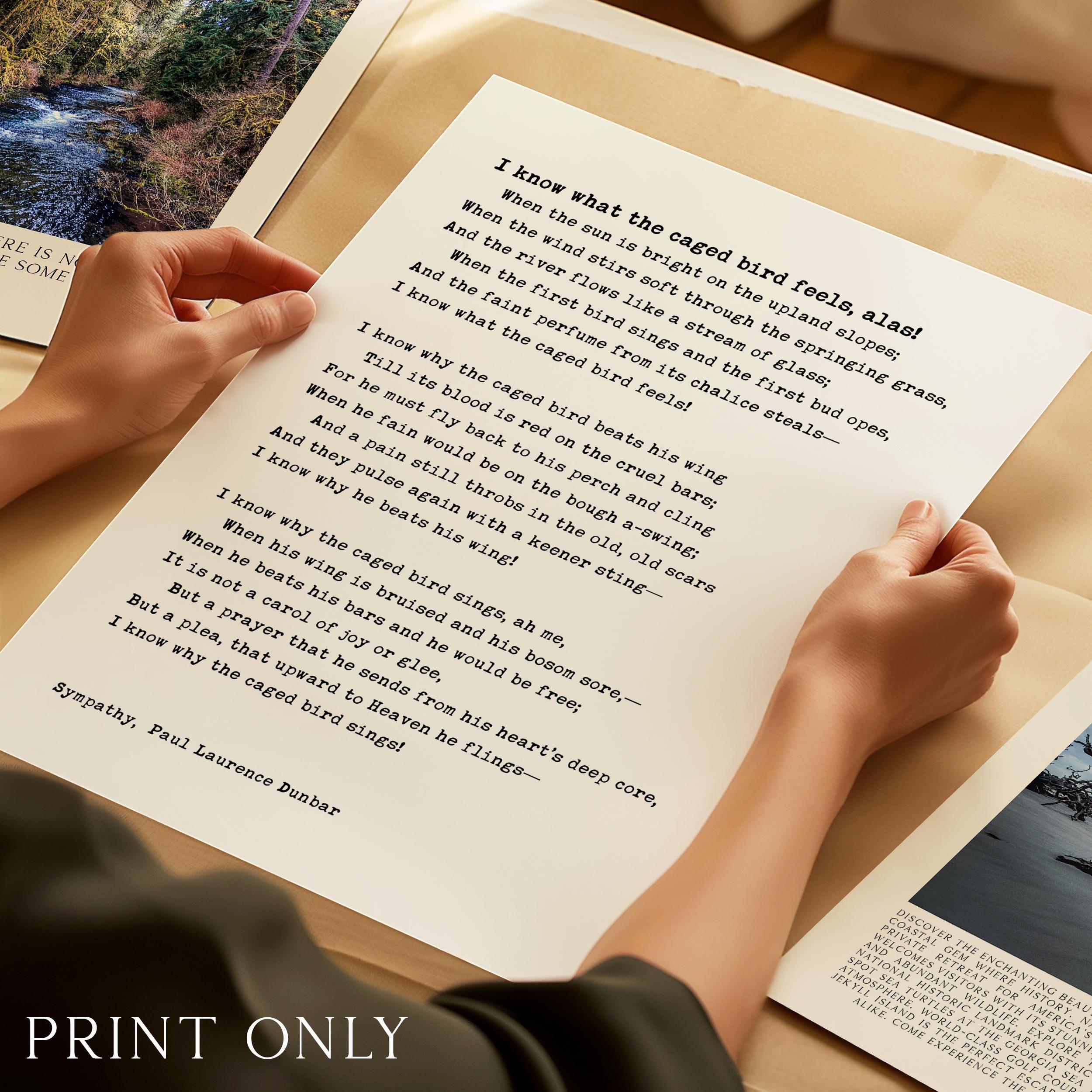I Know What the Caged Bird Feels Print • Paul Laurence Dunbar • Sympathy Poem • Literary Decor - Image 4