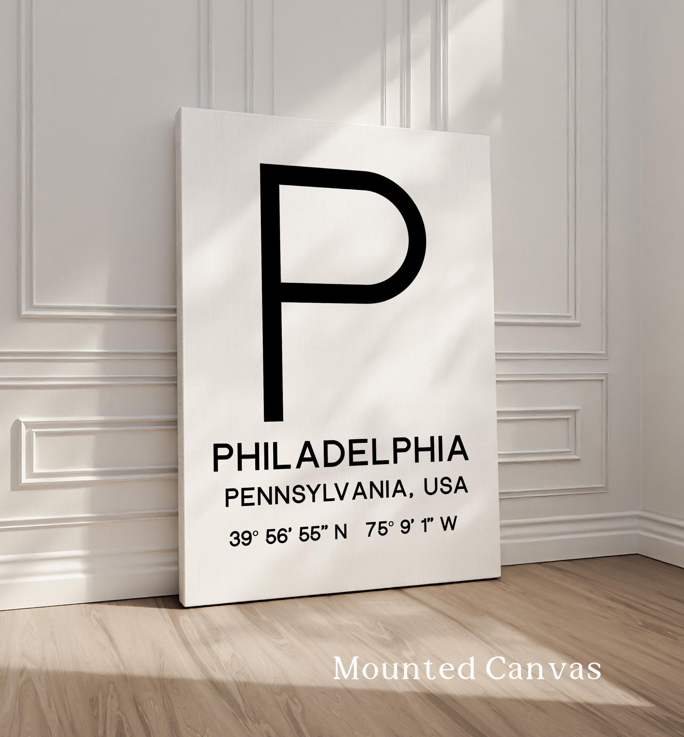 Philadelphia Pennsylvania with GPS Coordinates Typography Minimalist Art Print, Travel Home Decor - Image 2