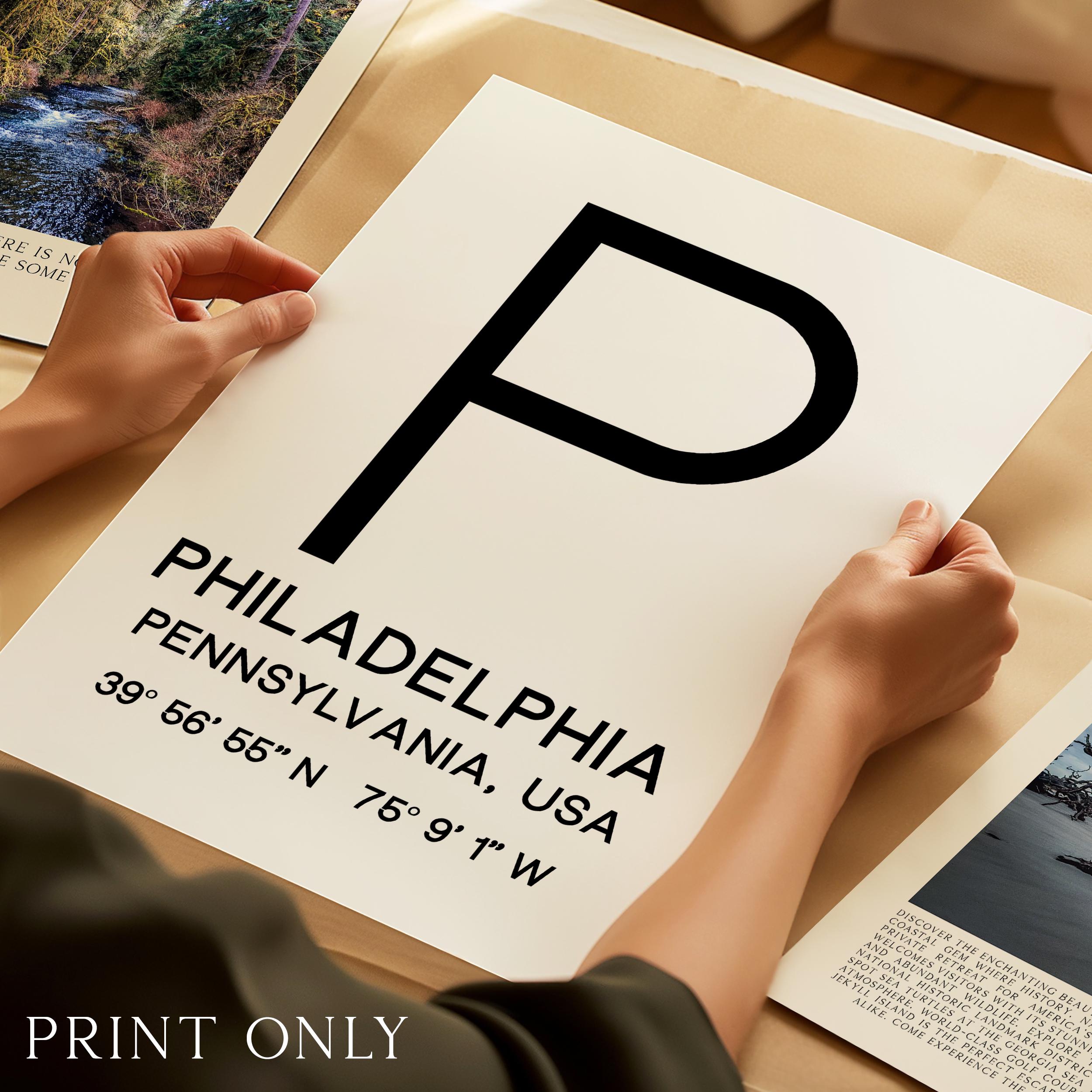 Philadelphia Pennsylvania with GPS Coordinates Typography Minimalist Art Print, Travel Home Decor - Image 4