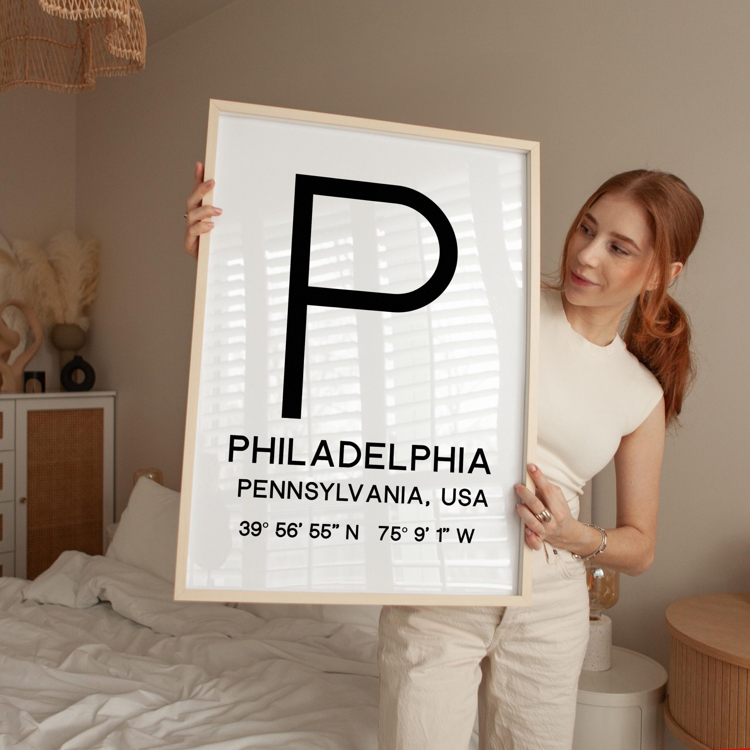 Philadelphia Pennsylvania with GPS Coordinates Typography Minimalist Art Print, Travel Home Decor - Image 5