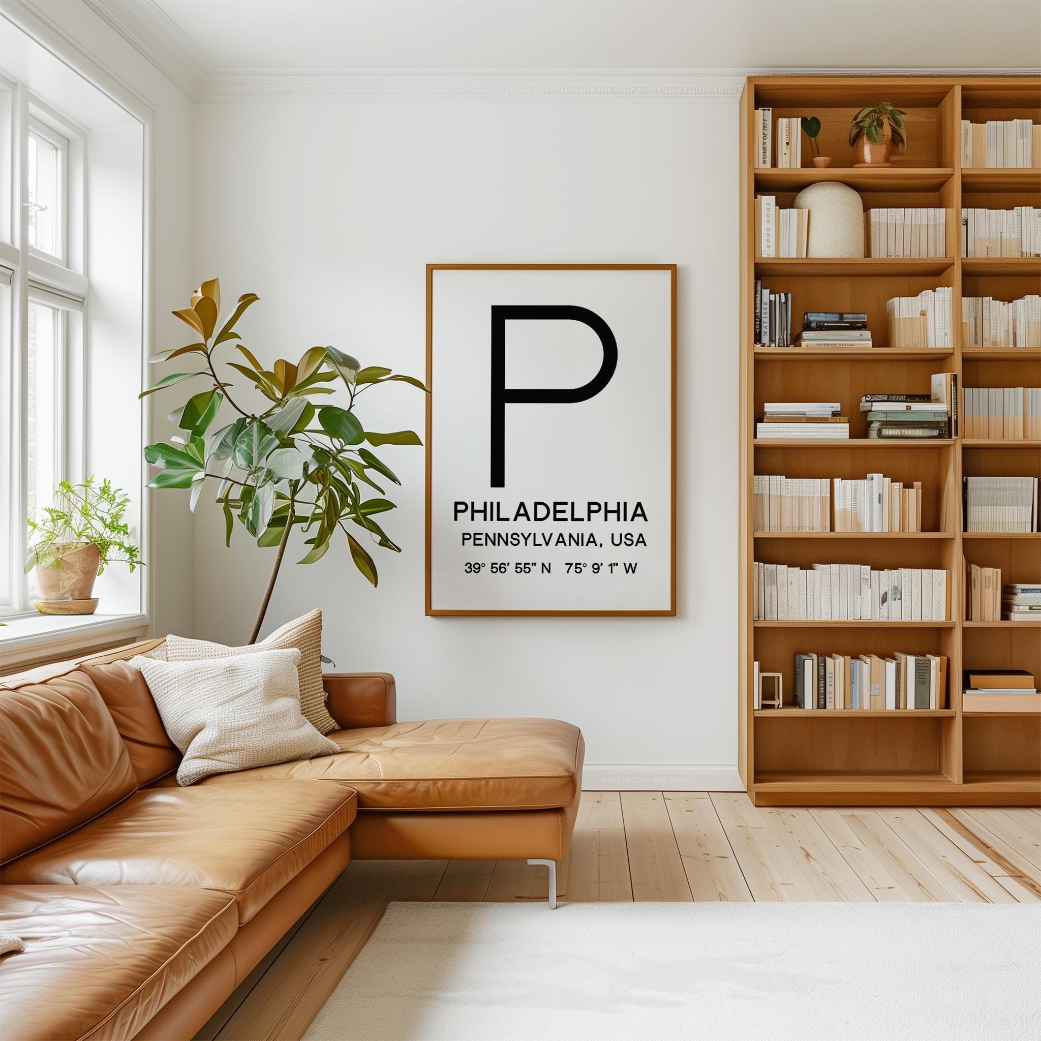 Philadelphia Pennsylvania with GPS Coordinates Typography Minimalist Art Print, Travel Home Decor - Image 7