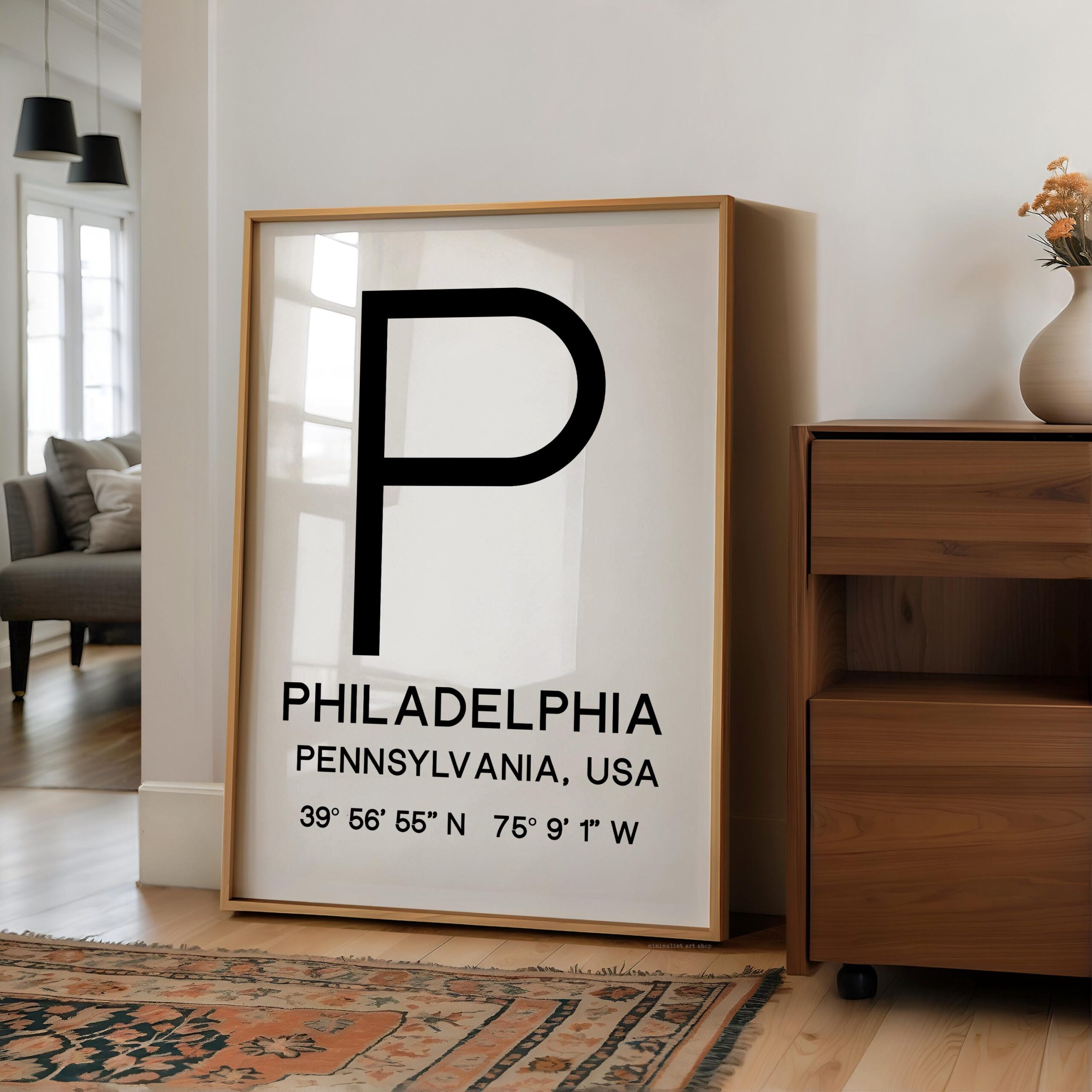 Philadelphia Pennsylvania with GPS Coordinates Typography Minimalist Art Print, Travel Home Decor - Image 10
