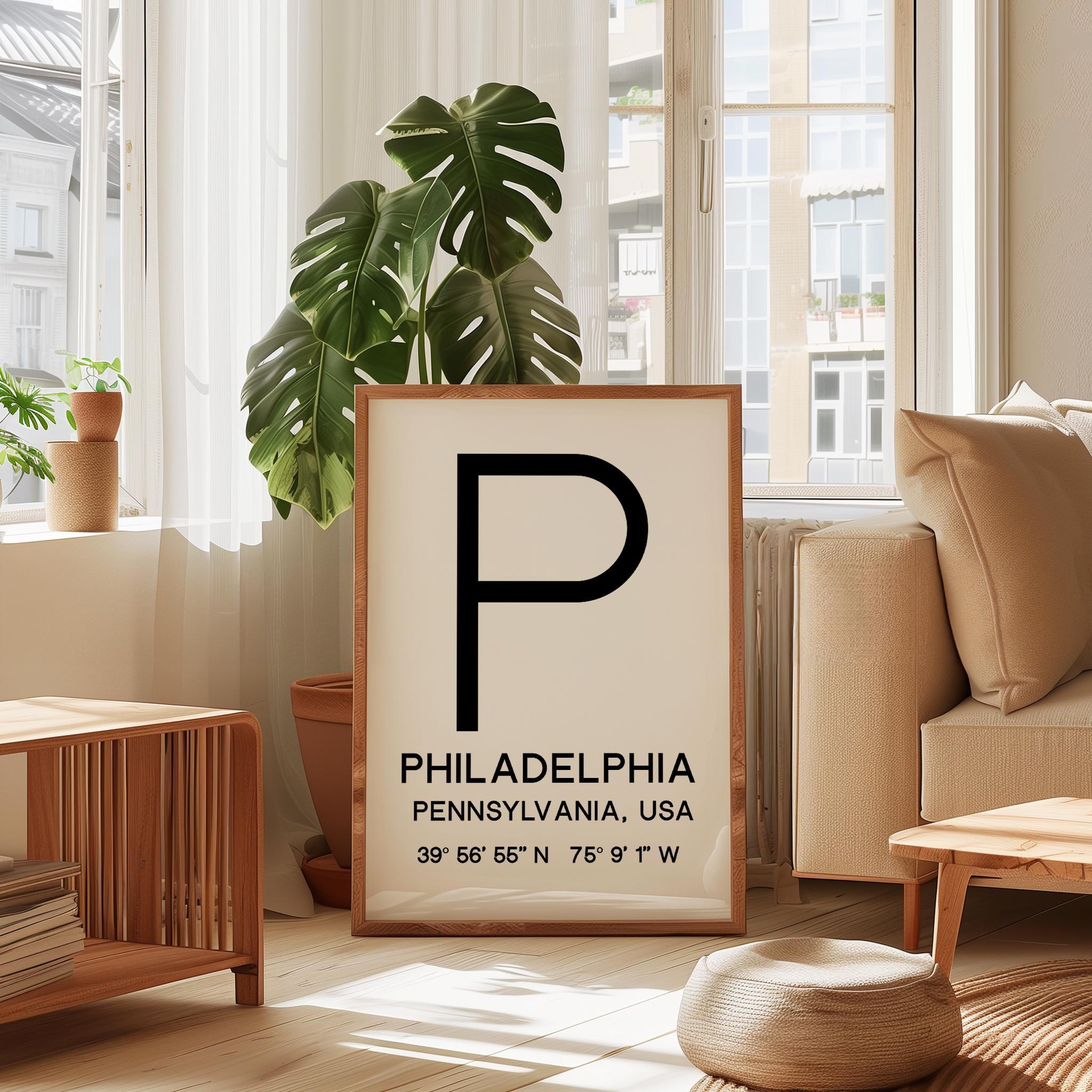 Philadelphia Pennsylvania with GPS Coordinates Typography Minimalist Art Print, Travel Home Decor - Image 11