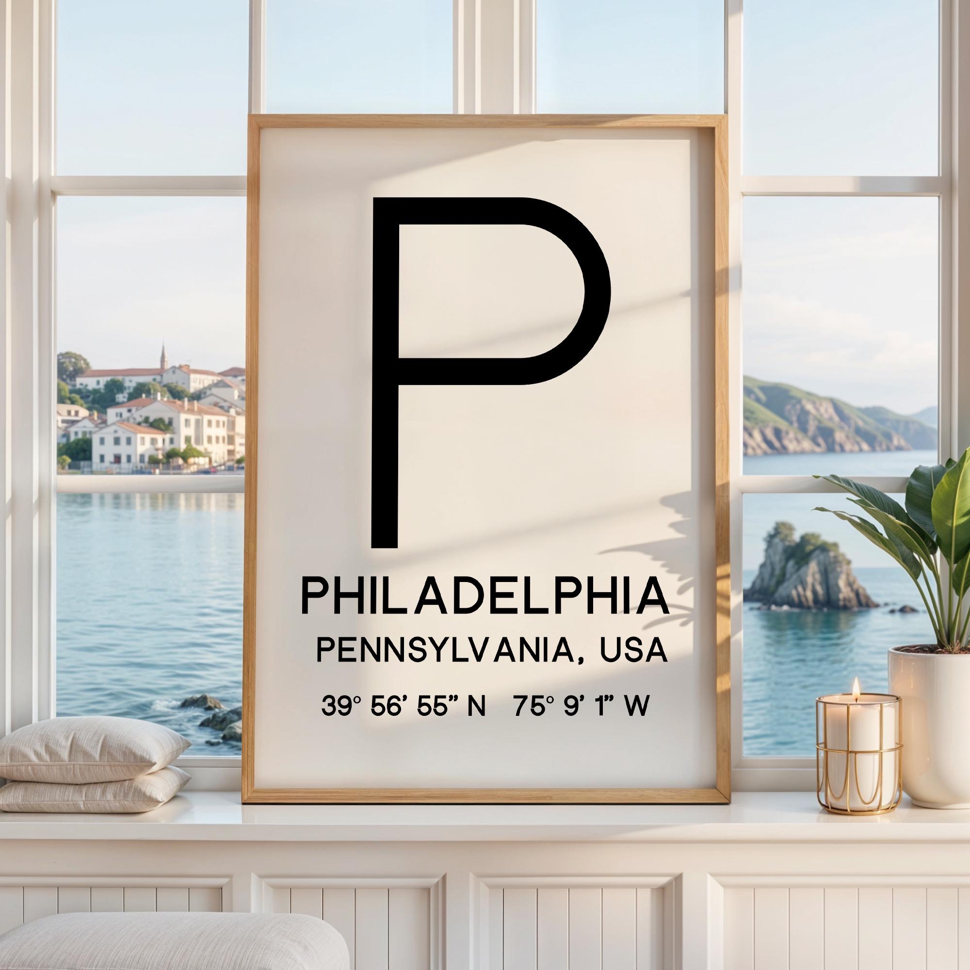 Philadelphia Pennsylvania with GPS Coordinates Typography Minimalist Art Print, Travel Home Decor - Image 12