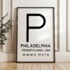 Philadelphia Pennsylvania with GPS Coordinates Typography Minimalist Art Print, Travel Home Decor Philadelphia Pennsylvania with GPS Coordinates Typography Minimalist Art Print, Travel Home Decor