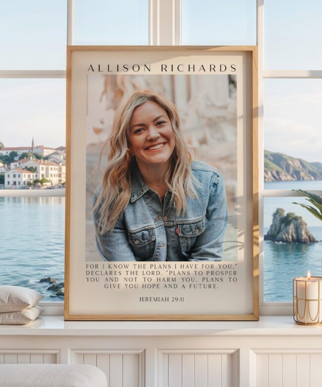 Personalized Jeremiah 29:11 Photo with Name Print, For I Know The Plans, Christian Art