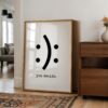 Funny Minimalist Typography Print, You Decide Smile Sad Face, Modern Black White Wall Art