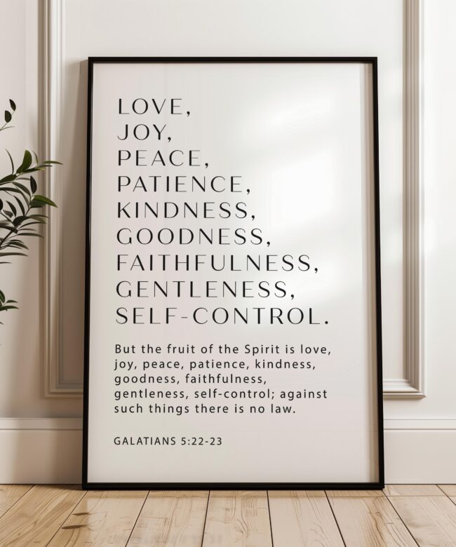 Galatians 5:22-23 Fruit of the Spirit Print, Christian Wall Art, Bible Verse Decor