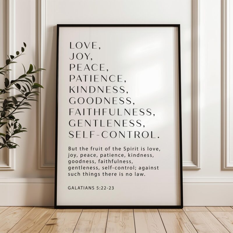 Galatians 5:22-23 Fruit of the Spirit Print, Christian Wall Art, Bible Verse Decor