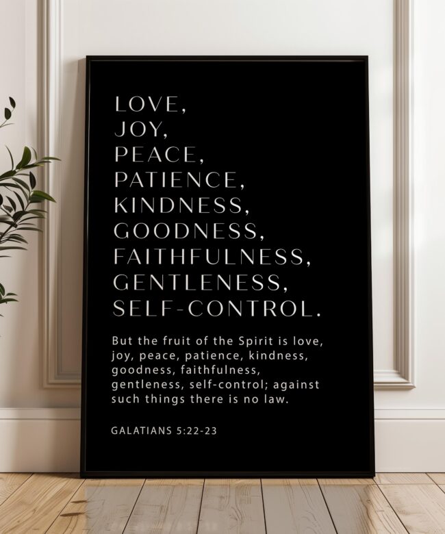 Galatians 5:22-23 Fruit of the Spirit Print, Christian Wall Art, Bible Verse Decor