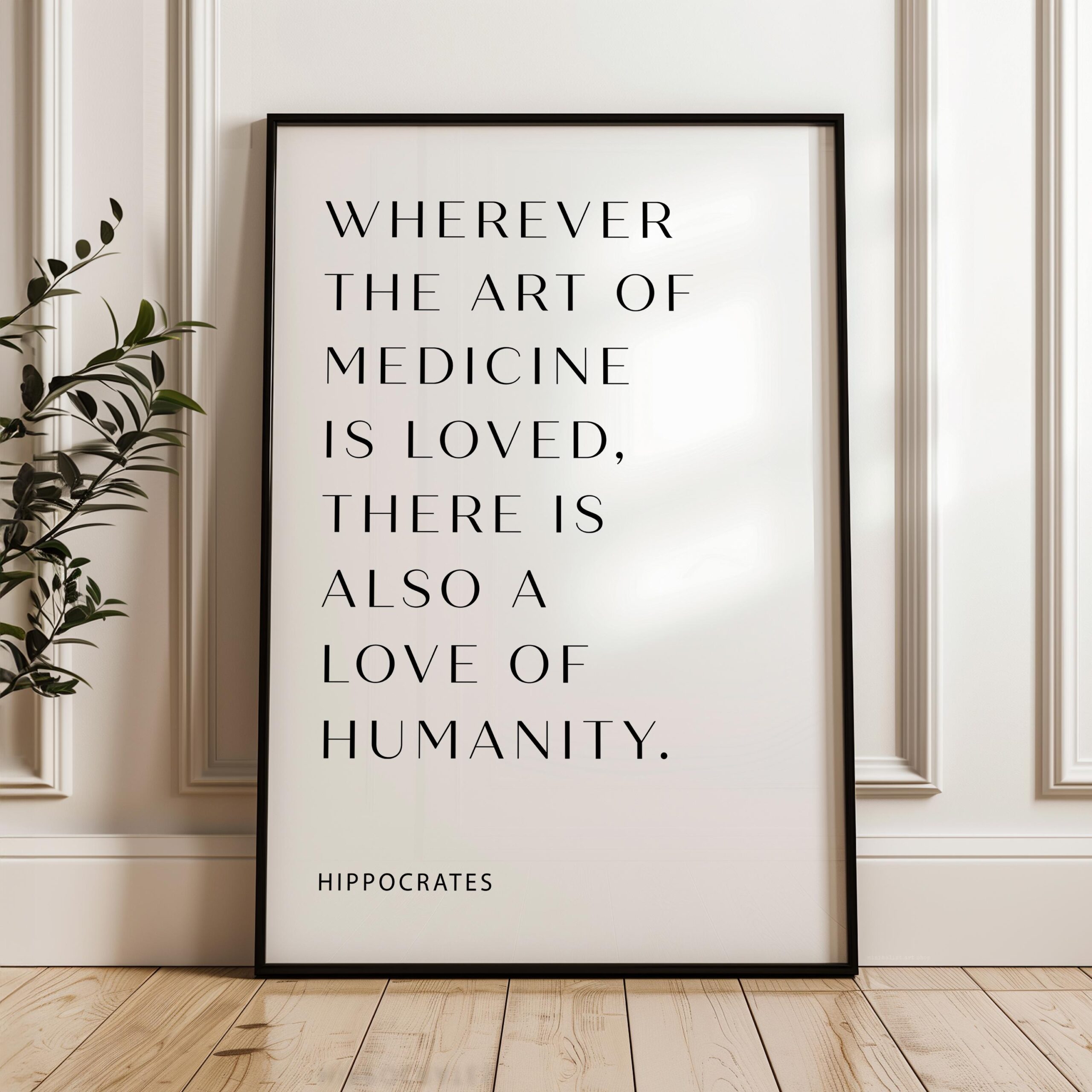 Wherever the art of Medicine is Loved, Hippocrates Quote, Typography Print, Health, Medical - Image 6