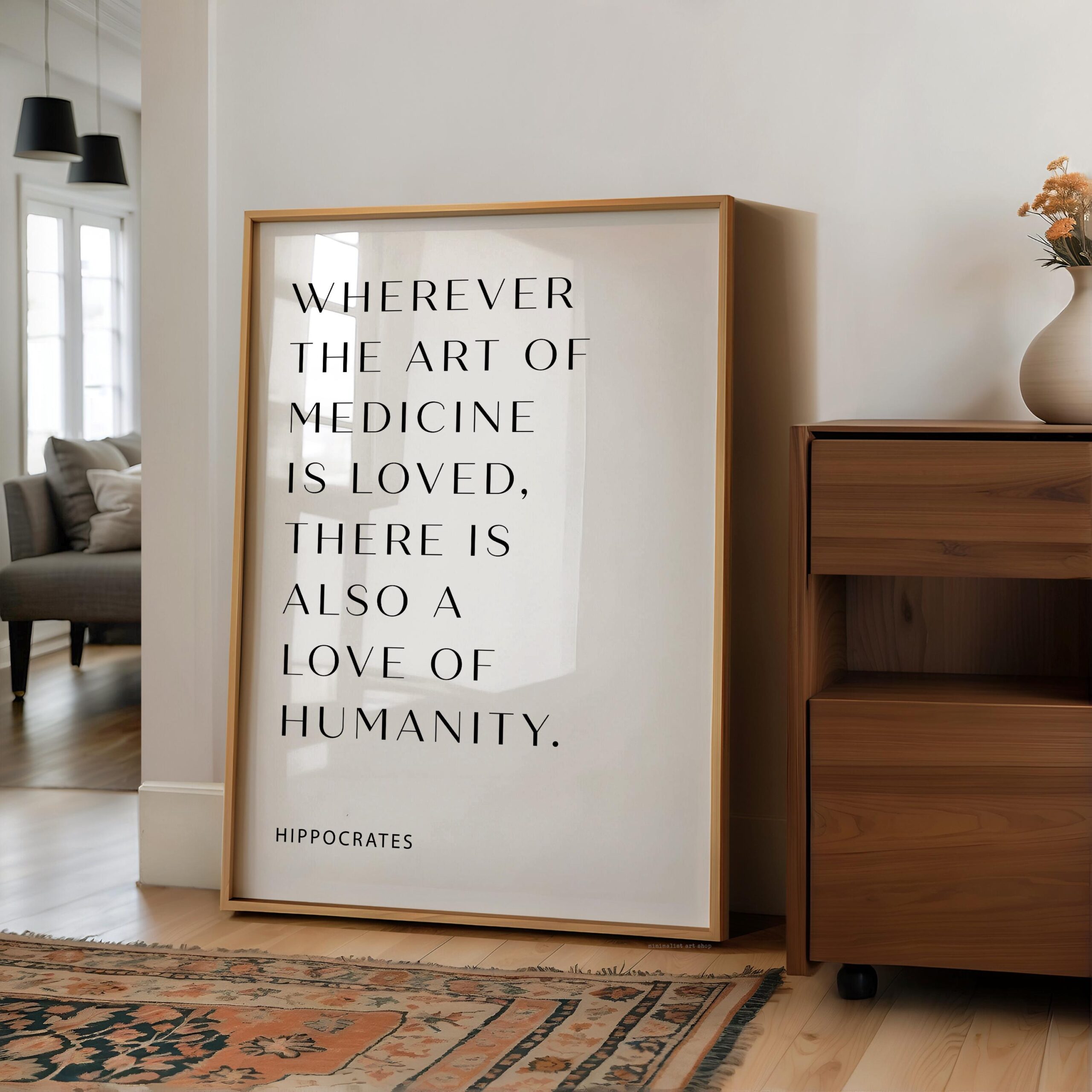 Wherever the art of Medicine is Loved, Hippocrates Quote, Typography Print, Health, Medical - Image 12
