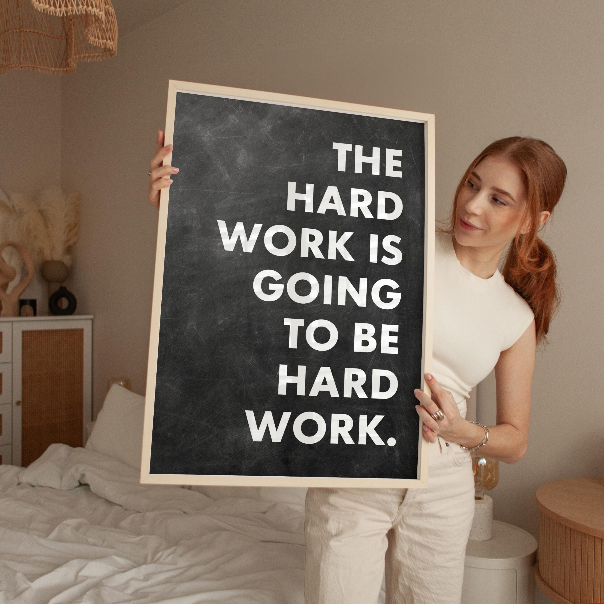 Motivational Typography Print, The Hard Work Is Going To Be, Inspirational Office Art, Home Gym - Image 5