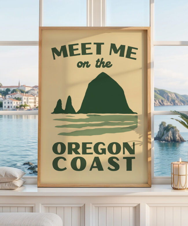 Meet Me on the Oregon Coast Print, Wall Art, Pacific Northwest Decor, Coastal Travel