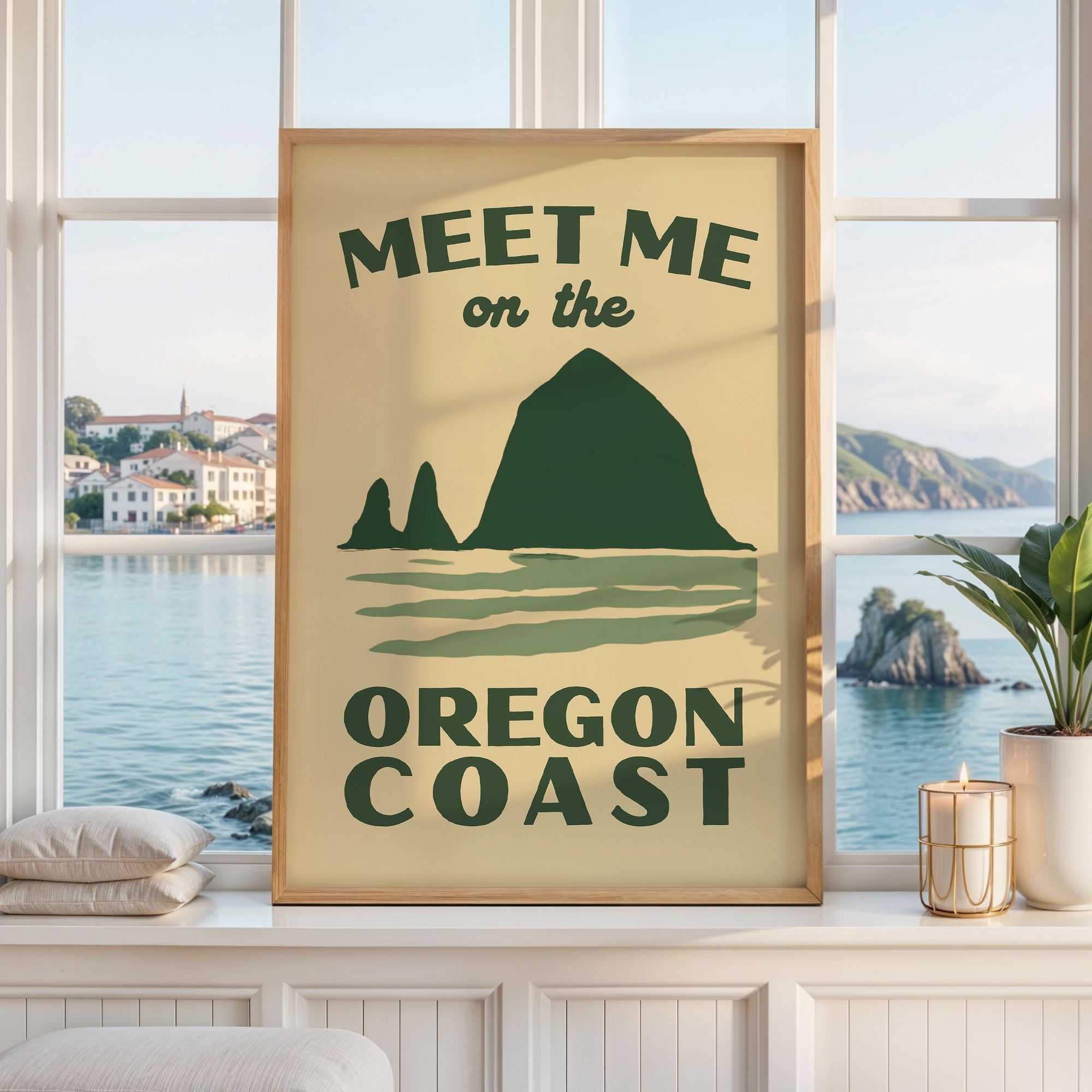 Meet Me on the Oregon Coast Print, Wall Art, Pacific Northwest Decor, Coastal Travel