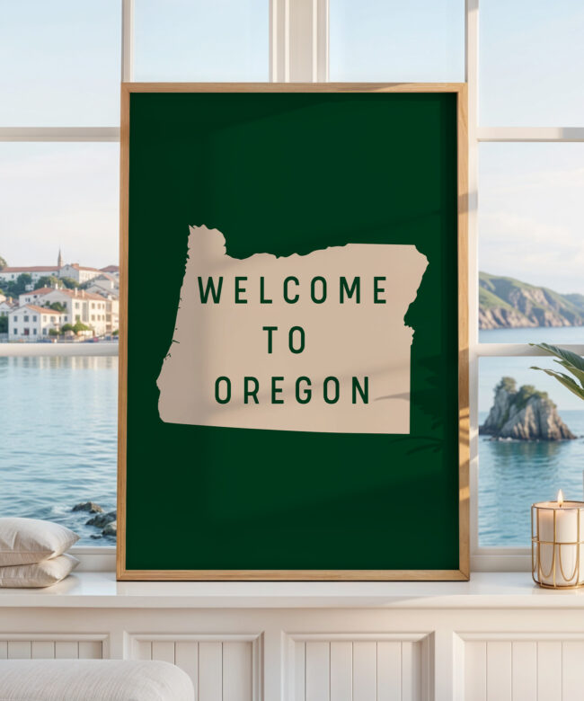 Welcome to Oregon Sign Art Print, Pacific Northwest Decor, PNW Decor, Travel Gift