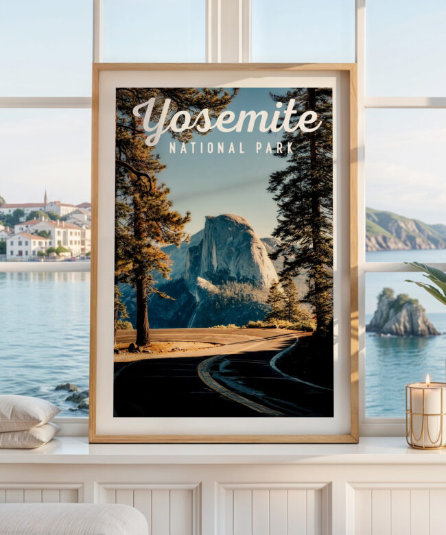 Yosemite National Park Print, Travel Poster, California Wall Art, Mountain Landscape Decor