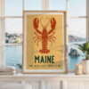 Maine Lobster Wall Art, Vintage Coastal Print, New England Decor, Retro Travel Poster Gift Maine Lobster Wall Art, Vintage Coastal Print, New England Decor, Retro Travel Poster Gift