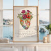 Psalm 51:10 Wall Art, Create In Me A Clean Heart Print, Christian Floral Bible Decor
